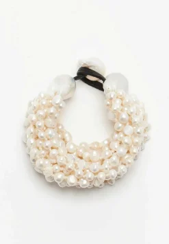 Monies 16 Strand Baroque, Freshwater Pearl And Leather Bracelet