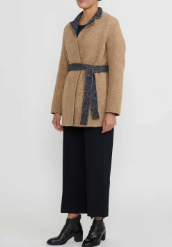 Nanna Pause Baby Alpaca & Wool Reversible Aaron Coat In Blue & Camel Brown