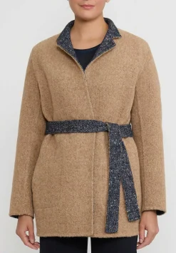 Nanna Pause Baby Alpaca & Wool Reversible Aaron Coat In Blue & Camel Brown