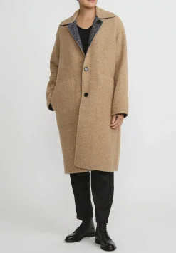 Nanna Pause Baby Alpaca And Virgin Wool Dorian Bis Coat In Camel Brown & Blue