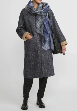 Nanna Pause Baby Alpaca And Virgin Wool Dorian Bis Coat In Camel Brown & Blue