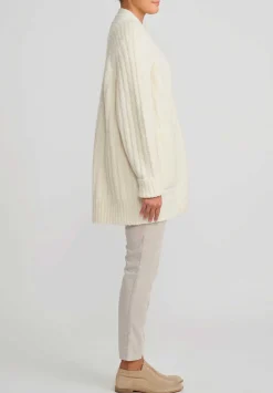 Lauren Manoogian Baby Alpaca Ribbed Saddle Cardigan In Raw White