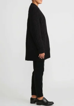 Lauren Manoogian Baby Alpaca Ribbed Saddle Cardigan In Black & White Fleck