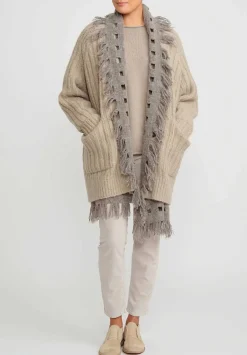 Lauren Manoogian Baby Alpaca Ribbed Saddle Cardigan In Stoneware Taupe