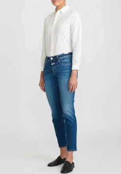 Closed Baker Cropped Cotton Denim Jeans In Dark Blue