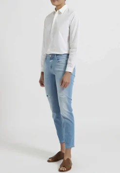 Closed Baker'' Distressed & Cropped Narrow Jeans In Light Blue