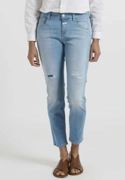 Closed Baker'' Distressed & Cropped Narrow Jeans In Light Blue