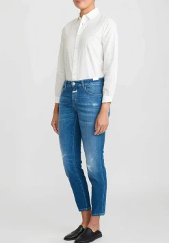 Closed Baker Mid-Rise Distressed Jeans In Mid Blue