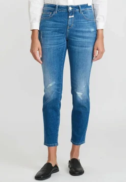 Closed Baker Mid-Rise Distressed Jeans In Mid Blue