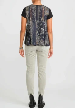 Sacai Bandana Print T-Shirt In Black & Navy