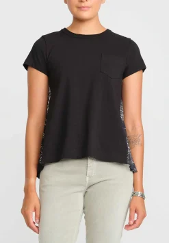 Sacai Bandana Print T-Shirt In Black & Navy