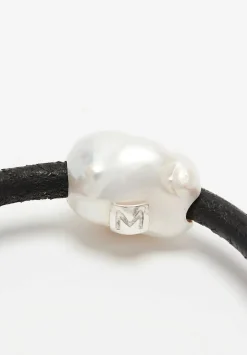Monies Baroque Pearl And Leather Bangle Bracelet Iv