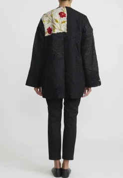 By Walid Beaded And Embroidered Silk Victorian Jackie Jacket In Black And White