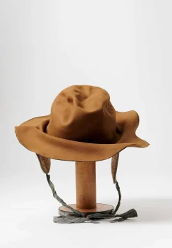 Horisaki Design & Handel Beaver Fur Felt Wrinkled Hat With Earflaps In Khaki Brown