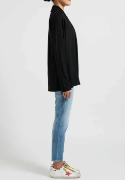 Frenckenberger Belted Cashmere Shawl Cardigan In Black/Chalk White