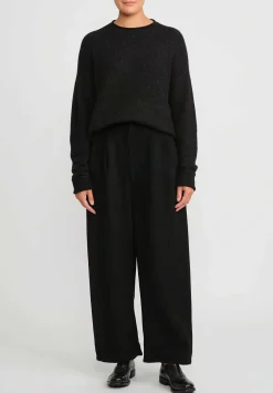 Lauren Manoogian Brushed Baby Alpaca And Merino Wool Pants In Black