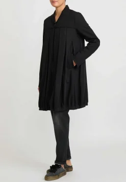 Rundholz Button Up Pleated Wool Coat In Black