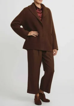 Boboutic Cashmere & Silk Knit Jacket In Tobacco Brown
