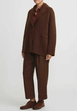 Boboutic Cashmere & Silk Knit Jacket In Tobacco Brown
