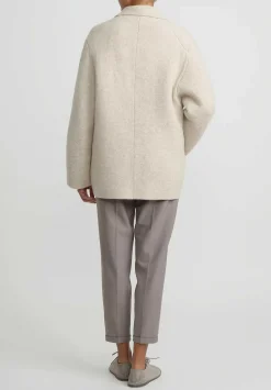 Boboutic Cashmere & Silk Knit Jacket In Natural White