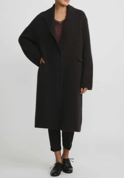 Boboutic Cashmere & Silk Long Coat In Dark Brown