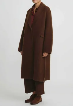 Boboutic Cashmere & Silk Long Coat In Tobacco Brown