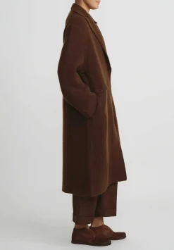 Boboutic Cashmere & Silk Long Coat In Tobacco Brown