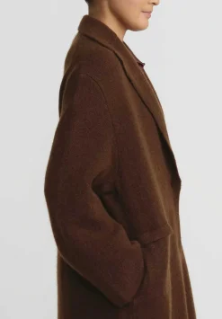 Boboutic Cashmere & Silk Long Coat In Tobacco Brown