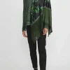 Avant Toi Cashmere & Silk Quadrello Dark Flowers Scarf In Nero Wild Green