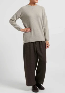 Kaval Cashmere And Sable Crewneck Sweater In Light Mocha Natural