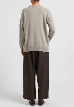 Kaval Cashmere And Sable Crewneck Sweater In Light Mocha Natural