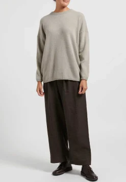 Kaval Cashmere And Sable Crewneck Sweater In Light Mocha Natural