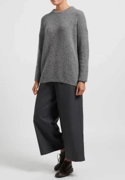 Kaval Cashmere And Sable Loose Knit Sweater In Grey Tweed