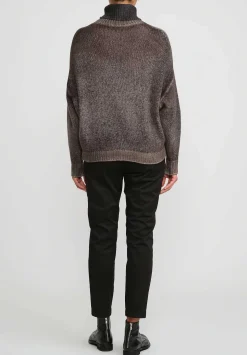Avant Toi Cashmere And Silk Brushed Turtleneck Sweater In Nero Mushroom Grey
