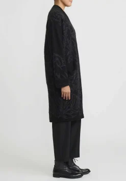 Lainey Keogh Cashmere And Silk Embroidered Cocoon Coat In Black