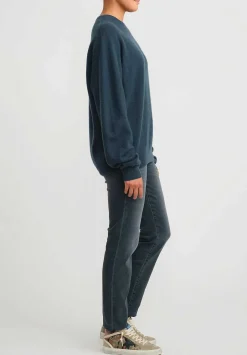 Frenckenberger Cashmere Boyfriend Round Neck Sweater In New Atlantis Blue