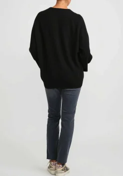 Frenckenberger Cashmere Boyfriend Round Neck Sweater In Black