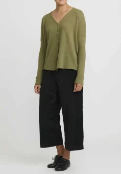 Album di Famiglia Cashmere Cardigan In Olive Green