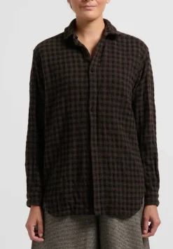 Daniela Gregis Cashmere Checkered ''Uomo'' Shirt In Marrone Brown/Black