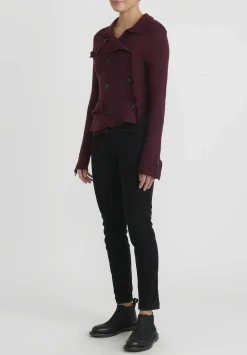 Rundholz Cashmere Cropped Asymmetric Knit Jacket In Umbra Red