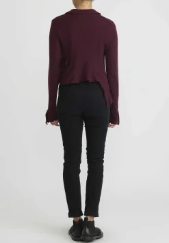 Rundholz Cashmere Cropped Asymmetric Knit Jacket In Umbra Red