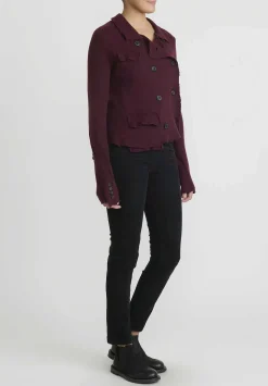 Rundholz Cashmere Cropped Asymmetric Knit Jacket In Umbra Red