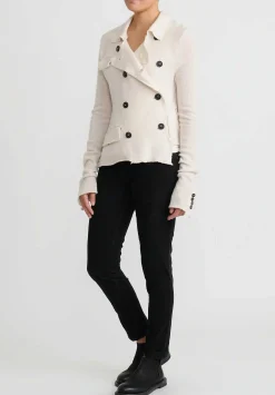 Rundholz Cashmere Cropped Asymmetrical Knit Jacket In Ivory White