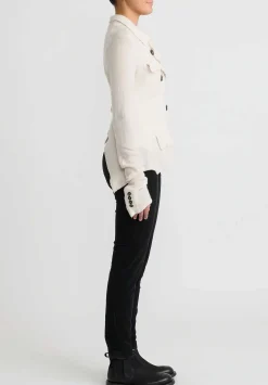 Rundholz Cashmere Cropped Asymmetrical Knit Jacket In Ivory White