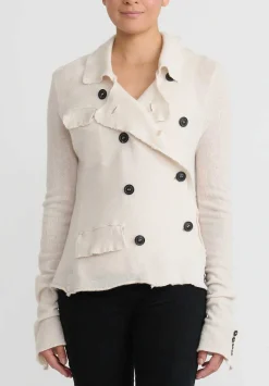 Rundholz Cashmere Cropped Asymmetrical Knit Jacket In Ivory White