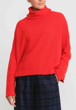 Daniela Gregis Cashmere Dolcevita Classic Turtleneck Sweater In Orange Red