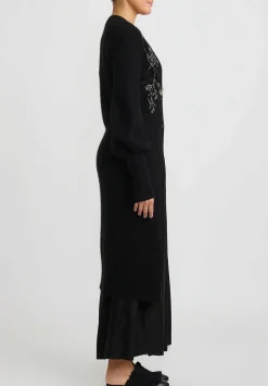 A Tentative Atelier Cashmere Embroidered ''Berthe D.'' Bishop Sleeve Duster In Black