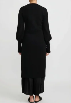 A Tentative Atelier Cashmere Embroidered ''Berthe D.'' Bishop Sleeve Duster In Black