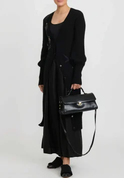 A Tentative Atelier Cashmere Embroidered ''Berthe D.'' Bishop Sleeve Duster In Black