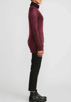 Avant Toi Cashmere Garza Turtleneck Sweater In Nero Wine Red